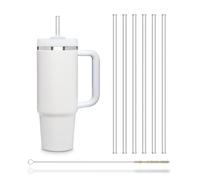 HALM pajitas de vidrio - 6 unidades rectas de 27 cm de largo, perfectas para Kukki Cocktail y botellas de 0,33 L + cepillo de limpieza sin plástico - Apto para lavavajillas - Sostenible