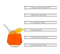 HALM Pajitas de vidrio Aperol Spritz Set de regalo | 6 unidades rectas 15 cm para vasos de Aperol spritz | 6 frases divertidas Accesorios para cócteles | Pajitas de cristal reutilizables grabadas