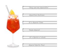 HALM Pajitas de Vidrio Aperol Spritz Set de Regalo | 6 Unidades Rectas 20 cm | 6 Divertidas Frases Accesorios para Cócteles | Reutilizables Sorbetes de Cristal Grabados - Pajitas de Vidrio