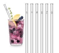 HÅLM Pajitas de Vidrio - Edición de Verano con Grabado - 6 Unidades rectas 20 cm - Pajillas de Verano - Reutilizables para Beber - in epillo de limpieza sin plástico - Sorbetes de Cristal