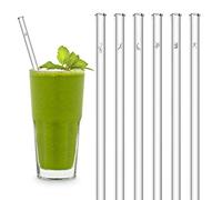 HALM Pajitas de vidrio - Edición Día de la Tierra - Conjunto de especies animales - 6 unidades rectas de 20 cm con grabado - reutilizables.