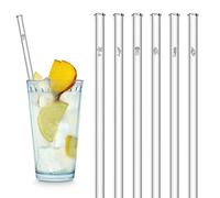 HÅLM Pajitas de Vidrio - Edición Vida Marina - 6 Unidades rectas de 23 cm de largo con Grabado - Reutilizables Pajillas de Cristal grabadas - Sorbetes de Vidrio
