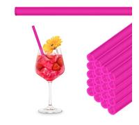 HALM Pajitas de vidrio rosa neón reutilizables - 50 unidades rectas de 20 cm para hostelería, restaurante, bar, cafetería, hotel - Aptas para lavavajillas - Sorbetes de cristal