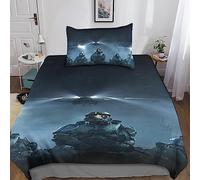 Halo 3D Funda Nórdica De 2 Piezas Juego De Cama con Cremallera, Videojuegos Microfibra Suave Funda con Fundas De Almohada Adecuado para Familias Y Niños Single(135x200cm)
