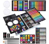 Halobios 144 Set De Pintura, Caja De Aluminio Portátil Deluxe Y Kit De Dibujo Con Lápices De Colores, Marcadores, Crayones Etc Profesional Conjunto De Dibujo Perfecto Para Niños