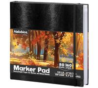 Halobios Cuaderno de bocetos para artistas, tapa dura, 120 libras/200 g/m², papel muy grueso, 21,1 x 21,1 cm, bloc de dibujo profesional para marcadores de alcohol, graffiti, bocetos, retratos, 80