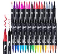 Halobios Rotuladores Lettering, 36 Colores, Punta Doble, Fina, Permanentes, Agua Resistente, para Caligrafía, Colorear