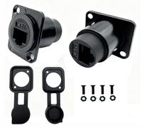Halokny 2 conectores RJ45 tipo D de paso, acoplador de montaje en panel Ethernet LAN, adaptador de interfaz de extensión de red hembra a hembra CAT6 (tipo D)