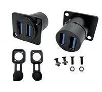 Halokny 2 conectores USB 3.0 de doble puerto tipo D, acoplador de montaje en panel USB 3.0 doble, transferencia de datos hembra a hembra y adaptador de enchufe de carga