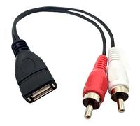 Halokny - Cable adaptador de audio y video AV compuesto USB 2.0 A hembra a 2 doble RCA macho Y divisor de audio y video, 20 cm (USB F/2RCA M)