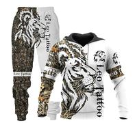 Halongz - Ropa deportiva para hombre, 2 piezas, impresión en 3D, lobo, manga larga, para hombre, moda, ocio, deportes, traje de moda, camisetas de ocio, tops, 16, XL