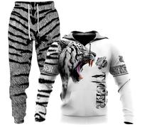 Halongz - Ropa deportiva para hombre, 2 piezas, impresión en 3D, lobo, manga larga, para hombre, moda, ocio, deportes, traje de moda, camisetas de ocio, tops, 20, S