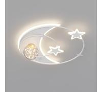 HALOPNCT Lámparas Colgantes de Techo Estrella de Luna para Dormitorio con Cuerda de Vidrio Blanco guardería Ligera de luz led malable lidera Montaje Moderno de Rubor Redonda para niñas