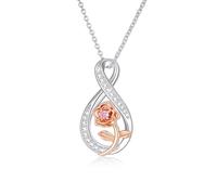 Halora Collares de plata para mujer, plata de ley 925, collar con colgante de cristal infinito, joyería para regalos de cumpleaños, Plata esterlina, No es una piedra preciosa