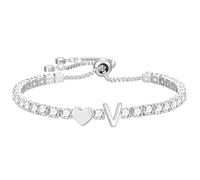 Halora Pulsera de tenis de plata de ley para mujer, pulsera ajustable con inicial de corazón A-Z, hipoalergénica, para el día de San Valentín, cumpleaños, joyería de regalo para niñas, amigas, hijas