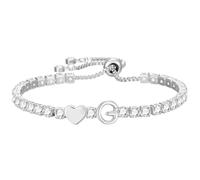 Halora Pulsera de tenis de plata de ley para mujer, pulsera ajustable con inicial de corazón A-Z, hipoalergénica, para el día de San Valentín, cumpleaños, joyería de regalo para niñas, amigas, hijas