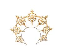 Halos Crowns Headpiece Moon Goddess Tiara Spiked Gothic Hair Accessories Gold Headband Cosplay Party Headwear for Women