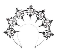 Halos - Diademas de aleación con forma de corona y perlas para el pelo, para mujeres y niñas, estilo vintage