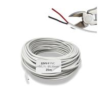 HALOTEC 25 Metros Cable Manguera Redonda PVC 2x0,75 mm² Blanco interiores ROJO-NEGRO| Tipo 03VV-F | Cable Doble de Cobre Flexible | Cordón Eléctrico Redondo para Iluminación LED