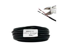 HALOTEC 25 Metros Cable Manguera Redonda PVC 2x0,75 mm² Negro interiores ROJO-NEGRO| Tipo 03VV-F | Cable Doble de Cobre Flexible | Cordón Eléctrico Redondo para Iluminación LED.