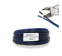HALOTEC. 25 metros Cable Paralelo 03VH-H flexible Azul-Marrón PVC 2x0,50 mm² | Cable Doble Polarizado | Cordón electrico Paralelo para Iluminación, Electrónica y luminarias LED.