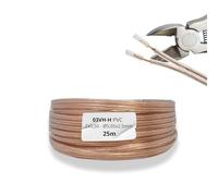 HALOTEC. 25 metros Cable Paralelo flexible Transparente cobre PVC 2x0,50 mm² | Cable Doble transparente cobre| Cordón electrico Paralelo para audio, Iluminación y Electrónica.