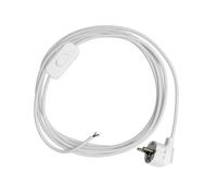 HALOTEC | Cable de alimentación con interruptor de 3 m | Enchufe Schuko dividido en secciones de 1,5 m | Blanco, seguro y duradero | Perfecto para el hogar y la oficina | Cable de extensión para uso