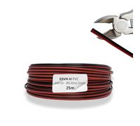 HALOTEC Cable Paralelo 25m Rojo Negro 2x0,50 mm² PVC | Cable Flexible Polarizado para LED, Electrónica, Iluminación, Proyectos DIY, Instalaciones Seguras y Bajo Voltaje | Ideal Hogar y Taller