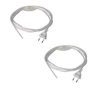 HALOTEC |Pack 2 Cable Alimentación 1,5m Transparente |Con Enchufe e Interruptor |Longitud del Cable Enchufe a Interruptor 100 cm, Interruptor a Extremo Libre 50 cm| Fabricado en Italia|Maxima Calidad