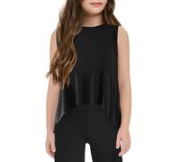 Haloumoning Camiseta deportiva sin mangas para niñas, para verano, para entrenamiento, yoga, deportes, 5-14 años, Negro, 10-12 Years