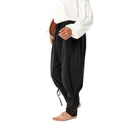 Haloumoning - Pantalón medieval para niños, con cordones, cosplay, Renacentista, Steampunk, vikingo, pantalón de ocio, Negro , 3-4 años