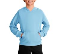 Haloumoning Sudadera con capucha para niños, de manga larga, moda, unisex, de un solo color, ajuste regular, con bolsillo canguro, 5-14 años, azul, 11-12 años