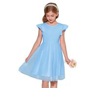 Haloumoning Vestido de Verano para Niña de Tul, Azul Cielo, 9-10 años