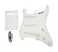 HaloVerde Golpeador de guitarra blanco vintage con pastillas HSS Alnico 3 cargadas 11 - Patrón de montaje de orificios precableado 3 - Placa de raspado de PVC para guitarras (Enchufe de barco cromado)