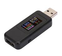 HaloVerde Probador de cargador USB con pantalla LCD a color, medidor de potencia, voltímetro USB digital portátil para QC 3.0/2.0 y probador de corriente de voltaje CC (Black)