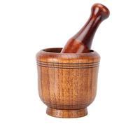 HaloVerde - Trituradora manual de ajos, juego de cuencos de madera para moler, mortero y maja de madera para triturar ajo y jengibre
