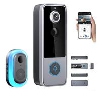 Halovision Smart WiFi Timbre Cámara de audio bidireccional Detección de movimiento Seguridad impermeable Alertas en tiempo real grabación local al aire libre Entrada de casa ABS Plata 17 x 11 x 7 cm