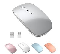Halpilt mouse inalámbrico inalámbrico inalámbrico portátil y silencioso USB y tipo C de modo dual 3 DPI ajustables para laptop, Mac, MacBook, Android, PC (Q23S negro) (gris)