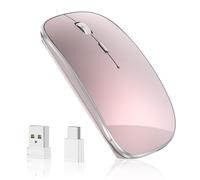Halpilt Ratón inalámbrico recargable, portátil, silencioso, USB y tipo C, modo dual, 3 DPI ajustables para laptop, Mac, Android, PC (Q23S negro) (oro rosa)