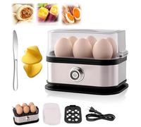 Halreactody Smart Egg Cooker with Auto Shut, Multifunctional Stainless Steel Egg Cooker, 6-Egg Capacity Perfect Soft Hard Boiled Eggs, Easy Clean Stainless Steel Steamer (White)