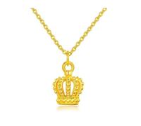 Halskette Anhänger Damen Gold, Kettenanhänger 24 Karat Gelbgold Krone Geburtstagsgeschenk