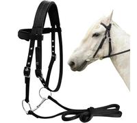 Halter a caballo con hebilla - Headstall de caballo ajustable, Halte a caballo para la cabeza | Durabilidad y duradero Halter de entrenamiento ecuestre con correas de garganta y barbilla, cañas de