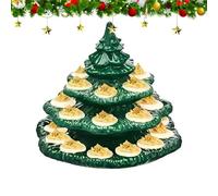 Halter Gefüllte Eier - Weihnachtsbaum Servierplatte 4-Schicht, Party Tablett 26 Löcher Präsentationsständer, Mehrstufige Eierplatte Kunststoff Dekorativ Festlich Buffet Zubehör | Elegante Präse