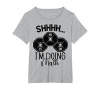 Halterofilia Juego de Palabras Shhh Estoy Haciendo Ejercicios matemáticos Levantador de Pesas Camiseta, Mujer Tallas Grandes, Gris Jaspeado, 6XL Grande
