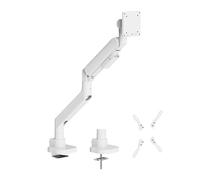HALTERUNGSPROFI Office-GS812AEXW - Soporte para monitor (27 kg hasta 57 pulgadas, brazo de soporte con muelle de gas y LCD, VESA 75 x 75, 100 x 100, 200 x 200 cm), color blanco