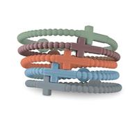 HALUKAKAH 5 Pulseras con Cruz de Jesús para Niños, Adolescentes - ¡Comparte La Fe! | Vínculo Familiar, Regalos Católicos, Pulseras de Equipo | Silicona Ecológica, Diseño USA | Saturno | Talla S 17cm