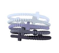 HALUKAKAH 5 Pulseras con Cruz de Jesús para Niños - ¡Comparte La Fe! | Vínculo Familiar, Regalos Católicos, Pulseras de Equipo | Silicona Ecológica, Diseño USA | Niebla Divina | Talla S 17cm