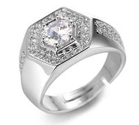 Halukakah Anillo de Oro y Diamantes Iced out,Hombres en Oro Blanco Anillo Tamaño Ajustable con Gratis Caja de Regalo