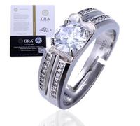 Halukakah Anillo de Plata Esterlina con Piedra de Moissanita de 1 Quilate y Certificado,Joyería de Lujo de 2,0ct,Ajustable,Regalo Atemporal para Esposo,Novio,Cumpleaños,Aniversario - Votos Atemporales