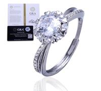 HALUKAKAH Anillo de Plata Esterlina con Piedra de Moissanita de 1 Quilate y Certificado,Joyería Elegante de 1,0ct para Compromisos,Celebraciones y Cumpleaños,Tamaño Ajustable - Amor Ballet
